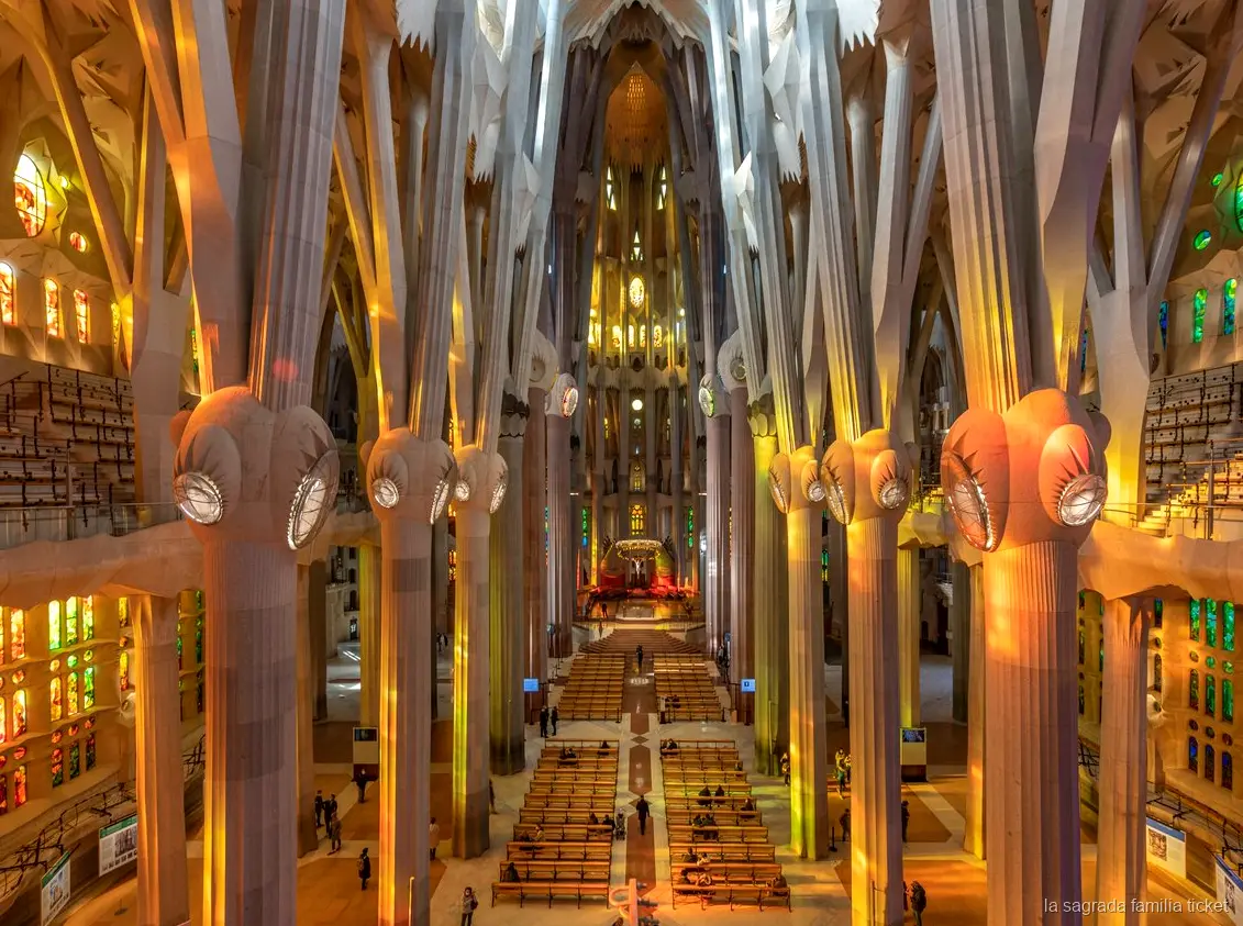 Sagrada Familia entry ticket visitor using the audio guide app inside