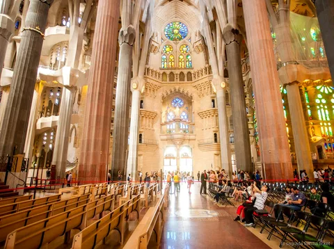 Sagrada Familia interior columns seen on the audio guide ticket visit